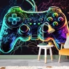 Naklejka: Joystick pad do gier w neonowych kolorach