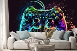 Naklejka: Joystick pad do gier w neonowych kolorach