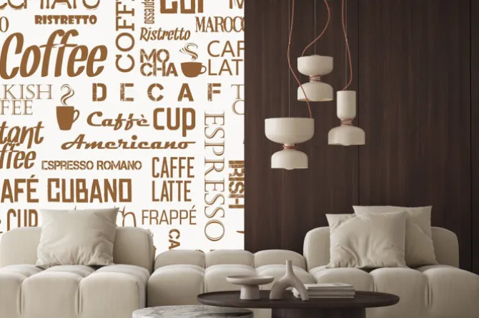 Naklejka: Kawowe napisy na jasnym tle