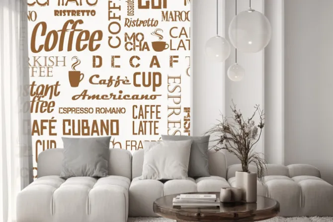 Naklejka: Kawowe napisy na jasnym tle