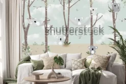 Naklejka: Koale na drzewach z jasnym tłem