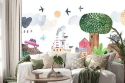 Naklejka: Kolorowa akwarelowa ilustracja krajobrazu