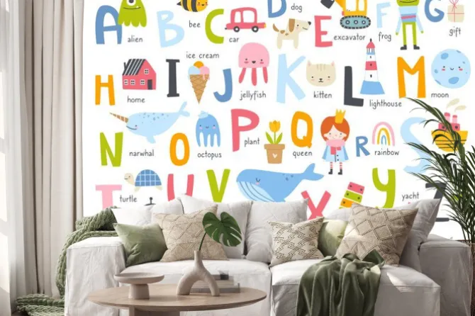 Naklejka: Kolorowy alfabet dla dzieci