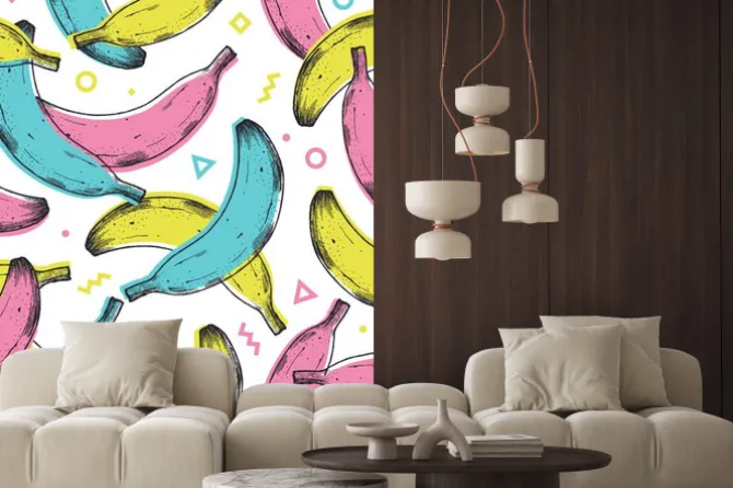 Naklejka: Kolorowy bananowy wzór