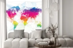 Naklejka: Kolorowy wzór trójkąta mapie świata