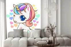 Naklejka: Kreskówkowy jednorożec kolorowy