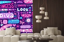 Naklejka: Księżniczka fairy tale doodles diva słowo ilustracji wektorowych