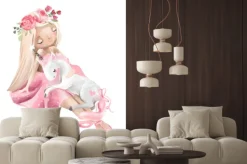 Naklejka: Księżniczka z jednorożcem