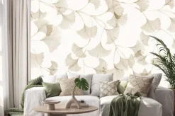 Naklejka: Liście miłorzębu w stylu minimalistycznym