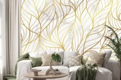 Naklejka: Liście na marmurowym tle