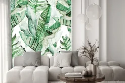 Naklejka: Liście palmy i bananowca w odcieniach zieleni