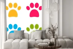 Naklejka: Śliczne kolorowe paws doggie samodzielnie na białym tle