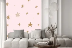 Naklejka: Śliczne złote gwiazdy. bezszwowe wektor wzór. jednolity wzór