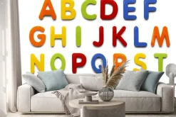 Naklejka: Literki alfabetu w formie kolorowych magnesów