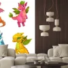 Naklejka: Little cute cartoon dragons set. colotful fantasy monsters.