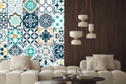 Naklejka: Lizbona geometryczny wzór płytki azulejo wektor, portugalski