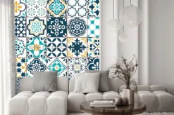 Naklejka: Lizbona geometryczny wzór płytki azulejo wektor, portugalski