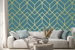 Naklejka: Luksusowy wzór geometryczny. bezszwowe linie wektorowe. złoty