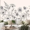 Naklejka: Luxury botanical background with trendy wildflowers and minimalist