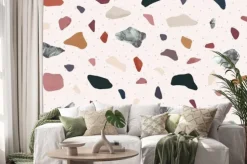 Naklejka: Luxury terrazzo background vector. marble texture pattern for