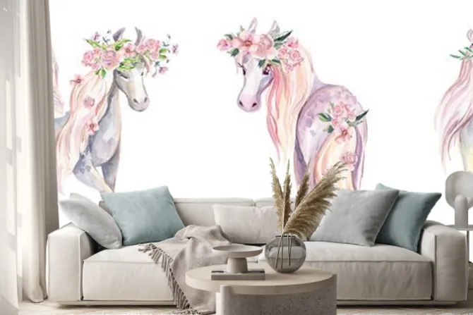 Naklejka: Magiczny jednorożec pegaz i kucyk