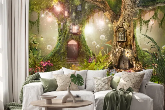 Naklejka: Magiczny las wróżek z elfami