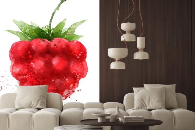 Naklejka: Malina malowana akwarelą