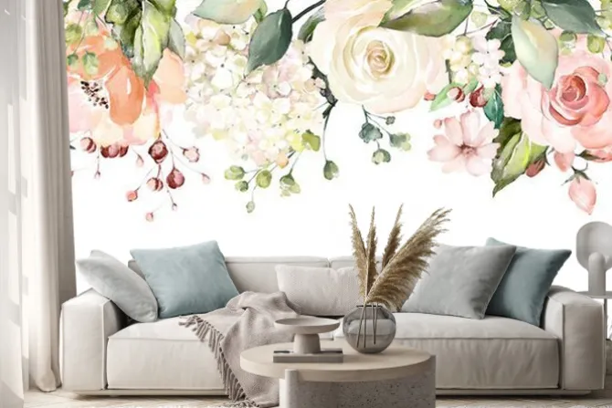 Naklejka: Malowane kwiaty w stylu boho