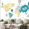 Naklejka: Mapa świata dla dzieci z balonami