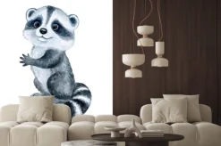 Naklejka: Mały szop pracz akwarela