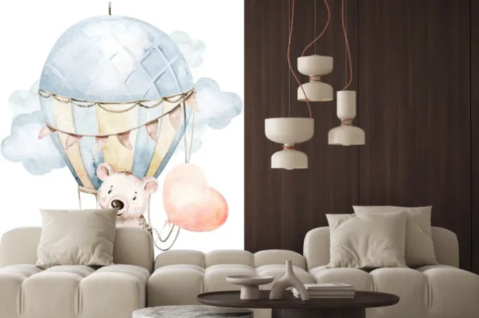 Naklejka: Miś w balonie