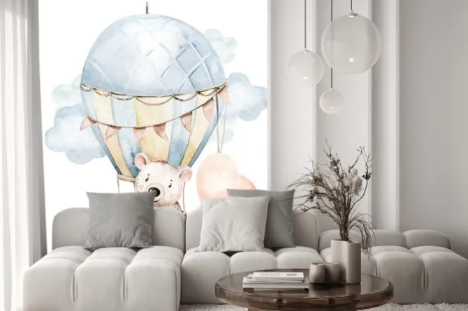 Naklejka: Miś w balonie