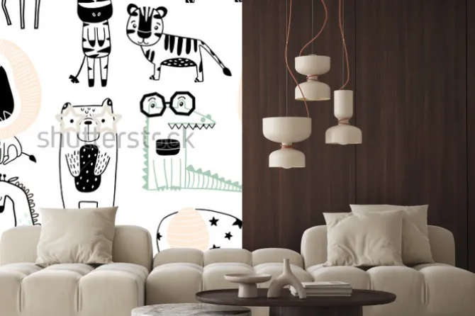 Naklejka: Minimalistyczne zwierzęta dla dzieci w stylu skandynawskim