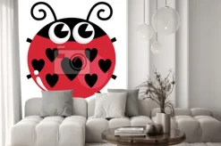 Naklejka: Miłość biedronka z serca samodzielnie na białym tle