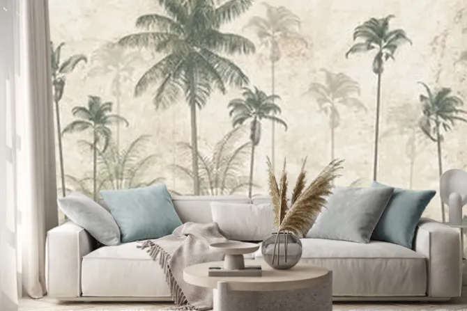 Naklejka: Modny wzór z tropikalną roślinnością dżungli