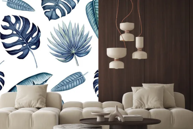 Naklejka: Monochromatyczne tropikalne liście