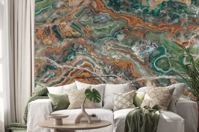 Naklejka: Natural aqua marble stone texture background, watercolor marble