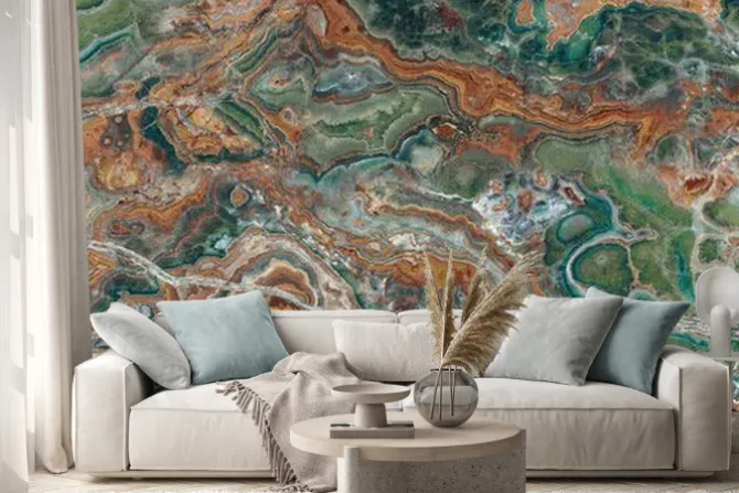 Naklejka: Natural aqua marble stone texture background, watercolor marble