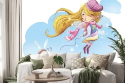 Naklejka: Niña con mascota