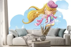 Naklejka: Niña con mascota