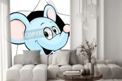 Naklejka: Niebieska myszka w stylu ilustrowanym