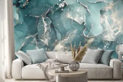 Naklejka: Niebieski marmur ze srebrzeniem