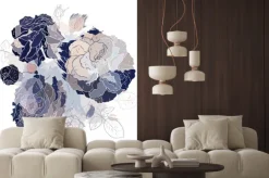 Naklejka: Niebieskie piwonie w bukiecie