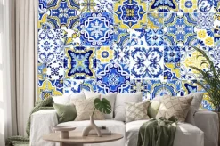 Naklejka: Niebiesko żółte płytki w stylu portugalskim