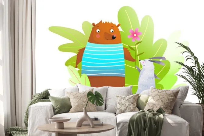 Naklejka: Niedźwiadek i królik