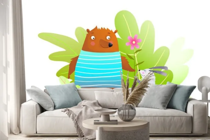 Naklejka: Niedźwiadek i królik