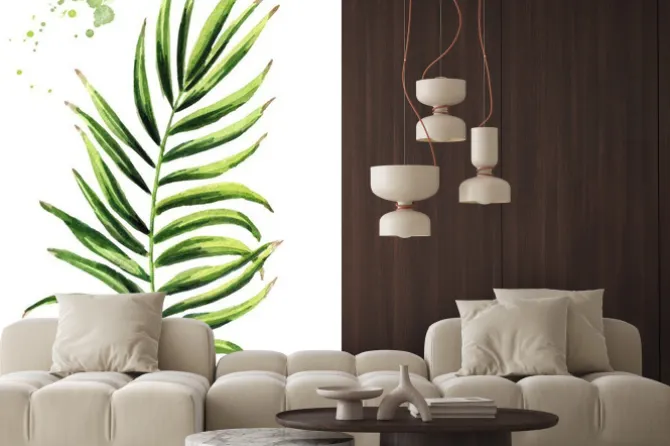 Naklejka: Oddział kokosowy. dłoń akwarela ilustracja, na białym tle