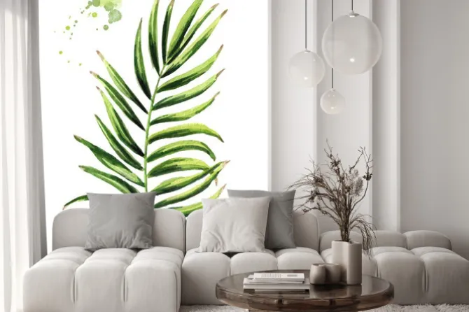 Naklejka: Oddział kokosowy. dłoń akwarela ilustracja, na białym tle