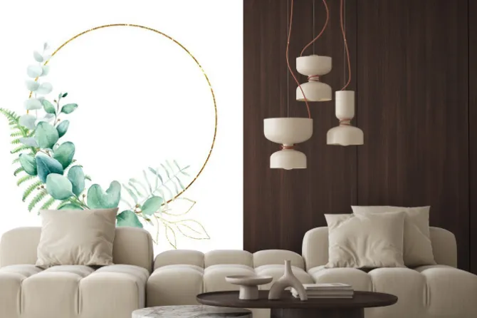 Naklejka: Okrągły wianek z liśćmi