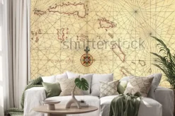 Naklejka: Old map and compass rose